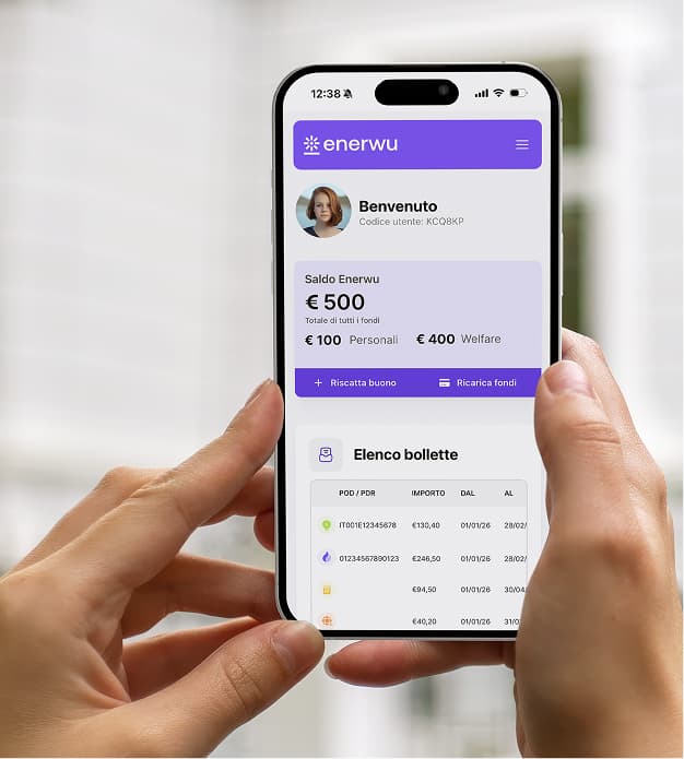 L'elenco delle bollette nell'app Enerwu su smartphone