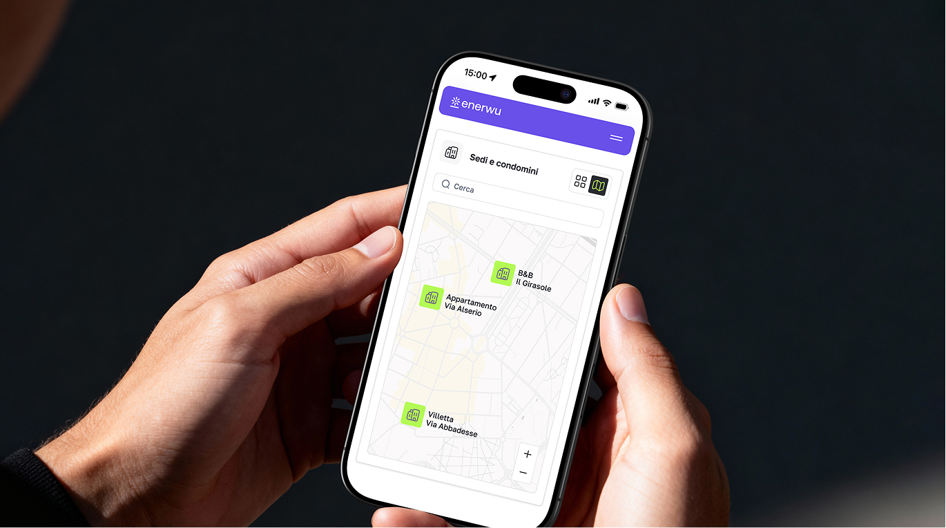 Mappa degli immobili gestiti nell’app Enerwu